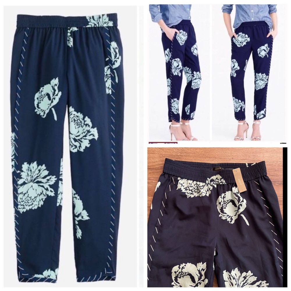 J. Crew Reese Pant in Graphic Peony Floral Print